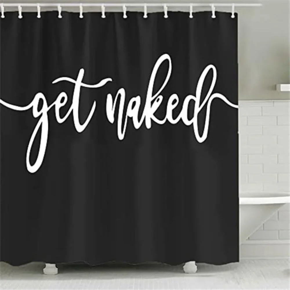 70x70 inches Get Shower Curtain Set Funny Quote Durable Waterproof Polyester